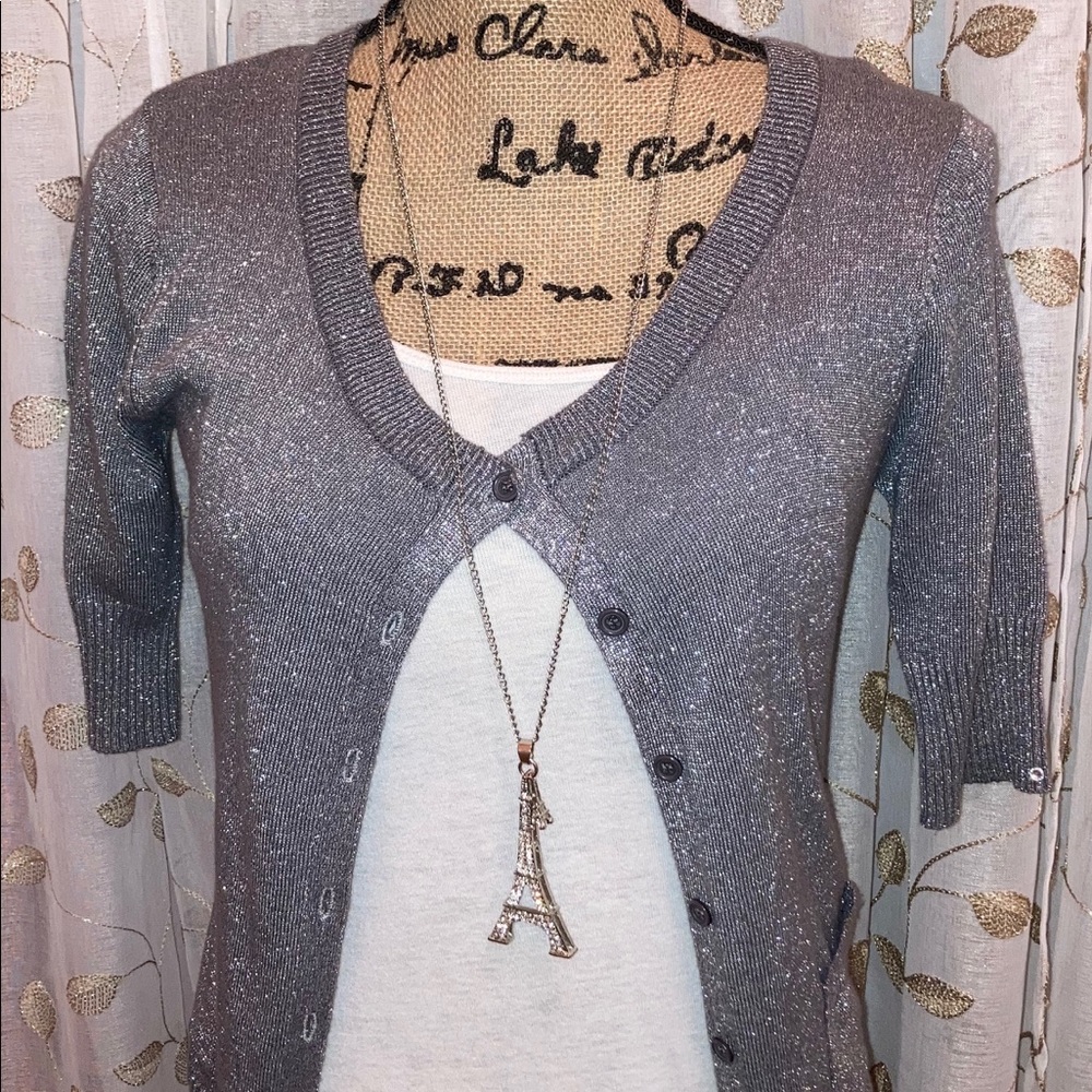 ✨ Beautiful Forever Brand Silver Cardigan Size S✨